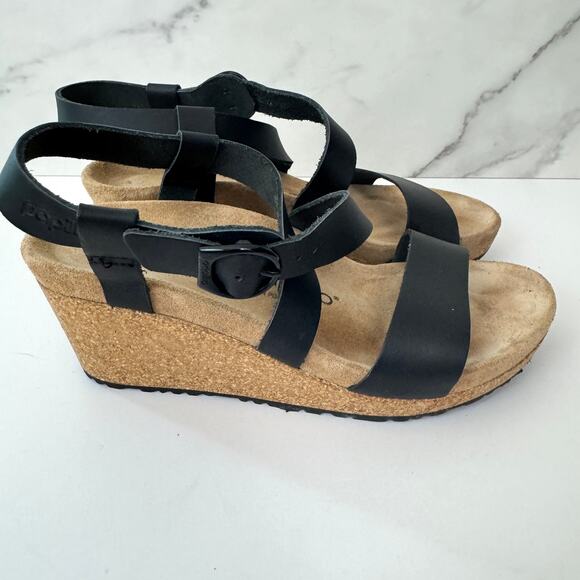 Birkenstock Papillio Womens Sibyl Strappy Sandal Size 7 Comfort Wedge Black - Picture 2 of 9